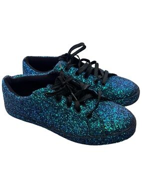 River Island Green Blue Glitter Low Top Sneakers US Ladies 10